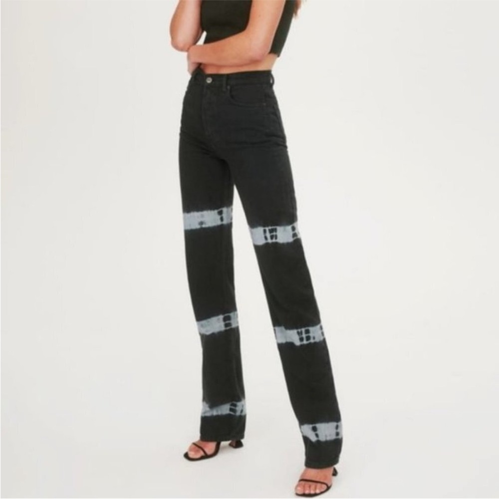 Reformation Cynthia Tie Dye High Rise Straight Long Jeans